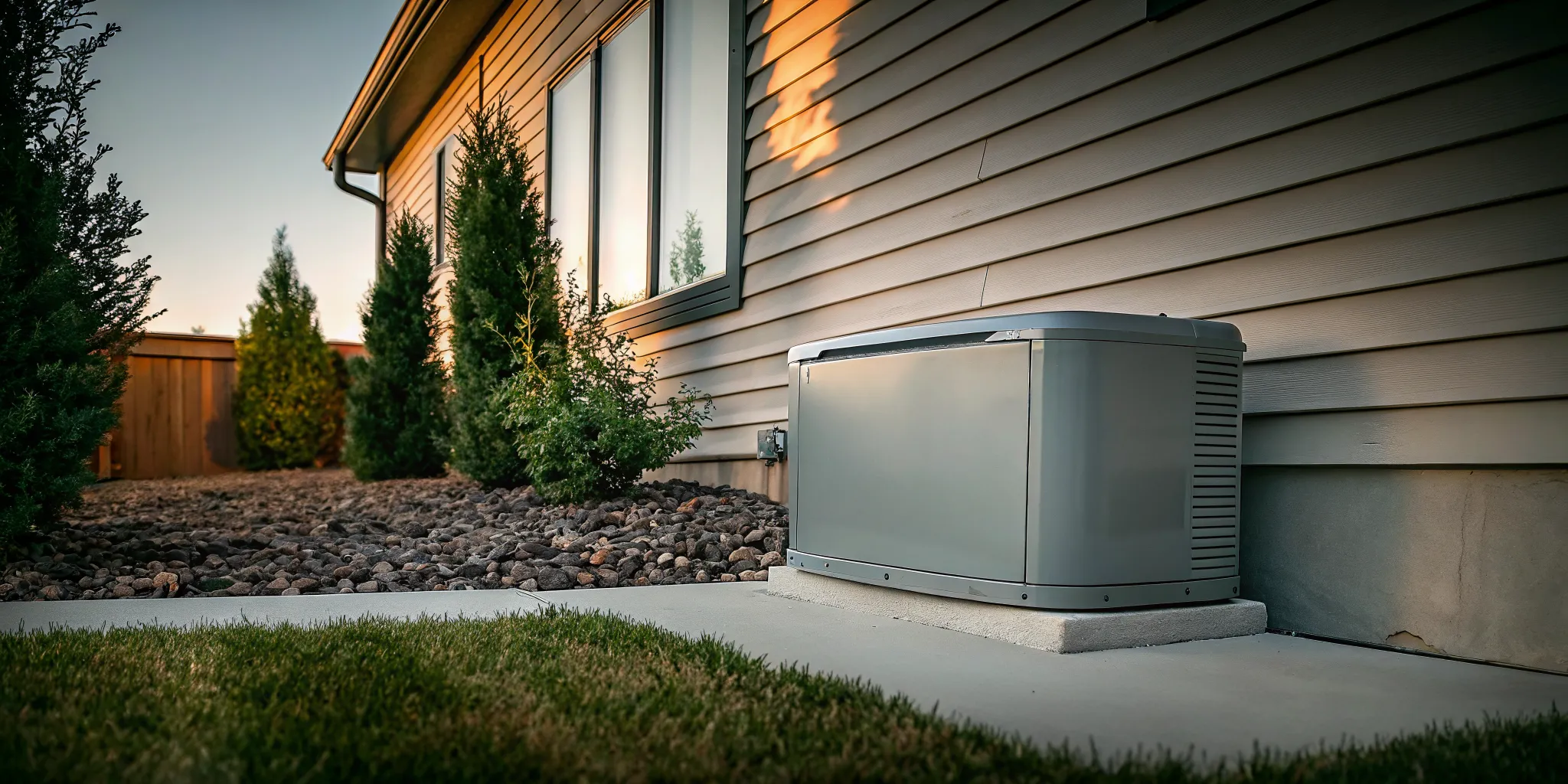 generator-for-house-a-homeowners-buying-guide-738107 A standby generator for a house installed to provide backup power.