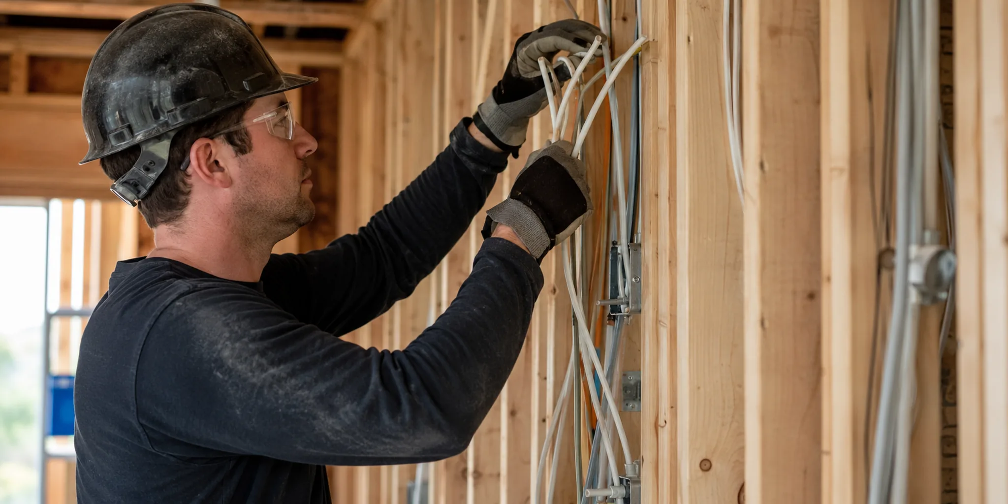 electrician-07 Electrician in Allen - TX checking outlet wiring during a residential repair appointment